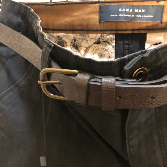 Zara Man Travel Sports Dept. Men's Slim Chino Trouser With Belt Black Size 30 - Picture 6 of 7